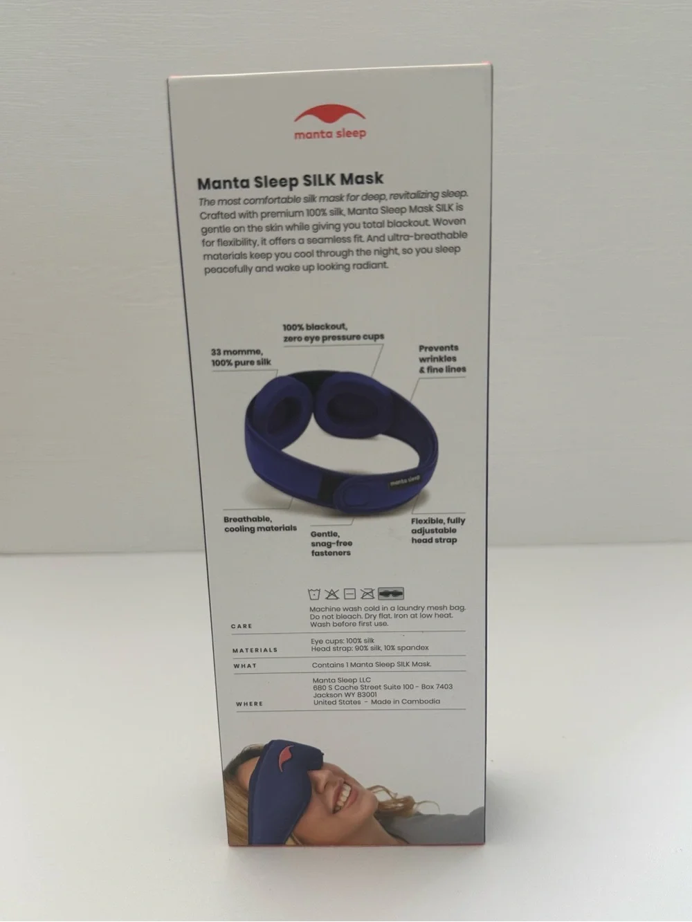 Manta Sleep SILK Mask 30 momme, 100% pure Silk, 100% blackout